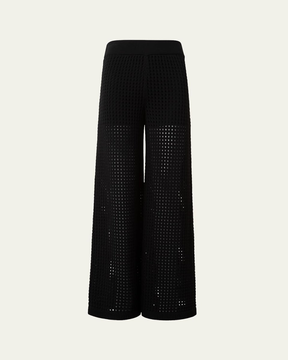 Chunky Cotton Crochet Knit Straight-Leg Pants
